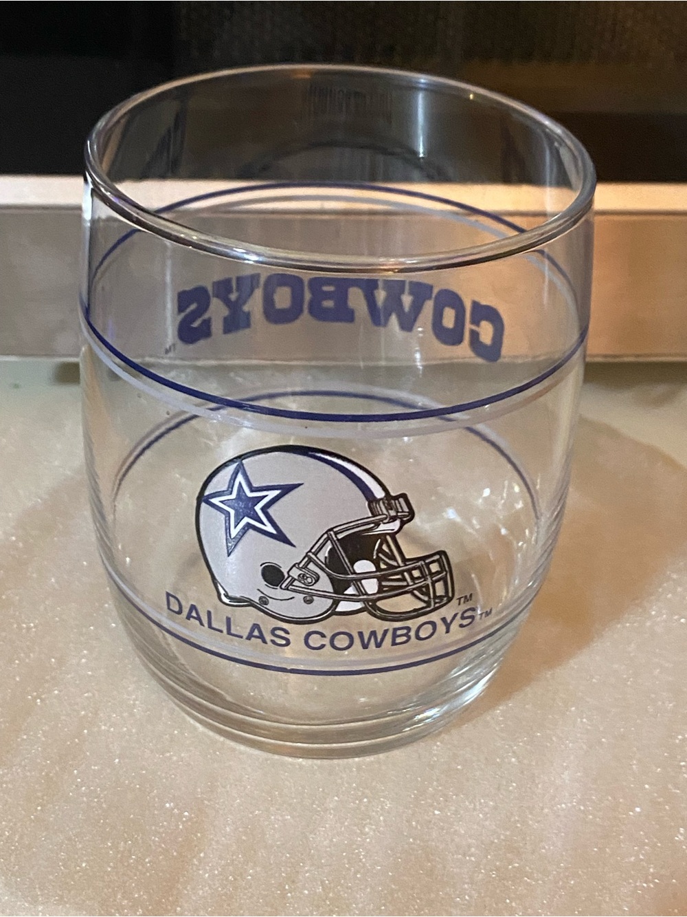 💙🏈💙NWOT Vintage NFL Dallas Cowboys Clear Glass Tumbler with Blue Accents